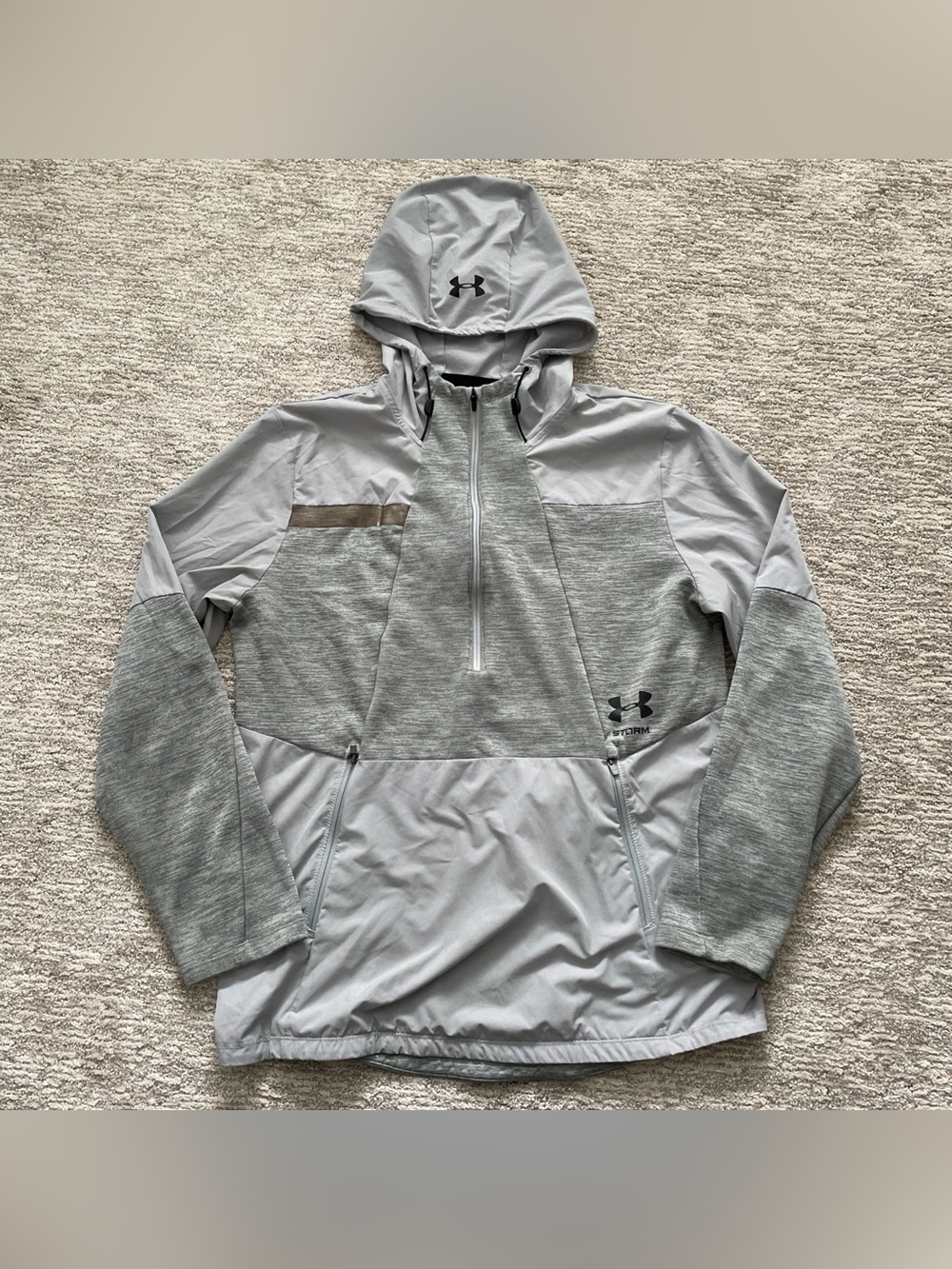 Under Armour Storm Cyclone Fitted 1/2 Zip Hoodie Gray Men’s Size Large ColdGear